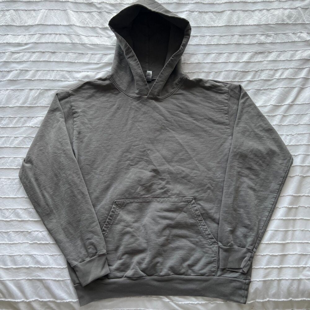 Los Angeles Apparel Hoodie Mens Medium Gray Heavy Fleece Pullover USA Made